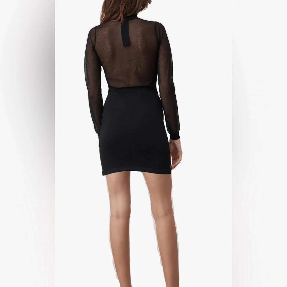 Atoir Roma Dress - Chic Black Mesh Long Sleeve Dress - Picture 3 of 12